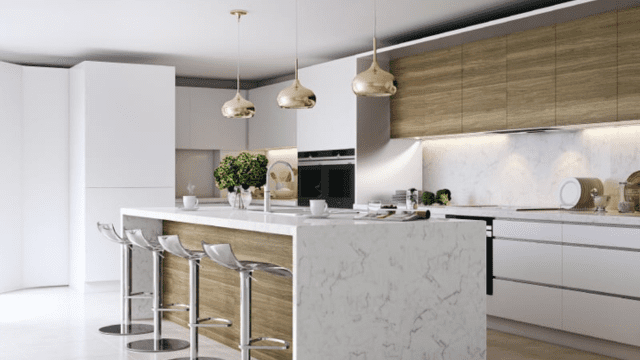 White Whisper Modular Island Kitchen