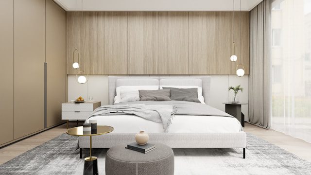 Modern Bedroom with Statement Headboard