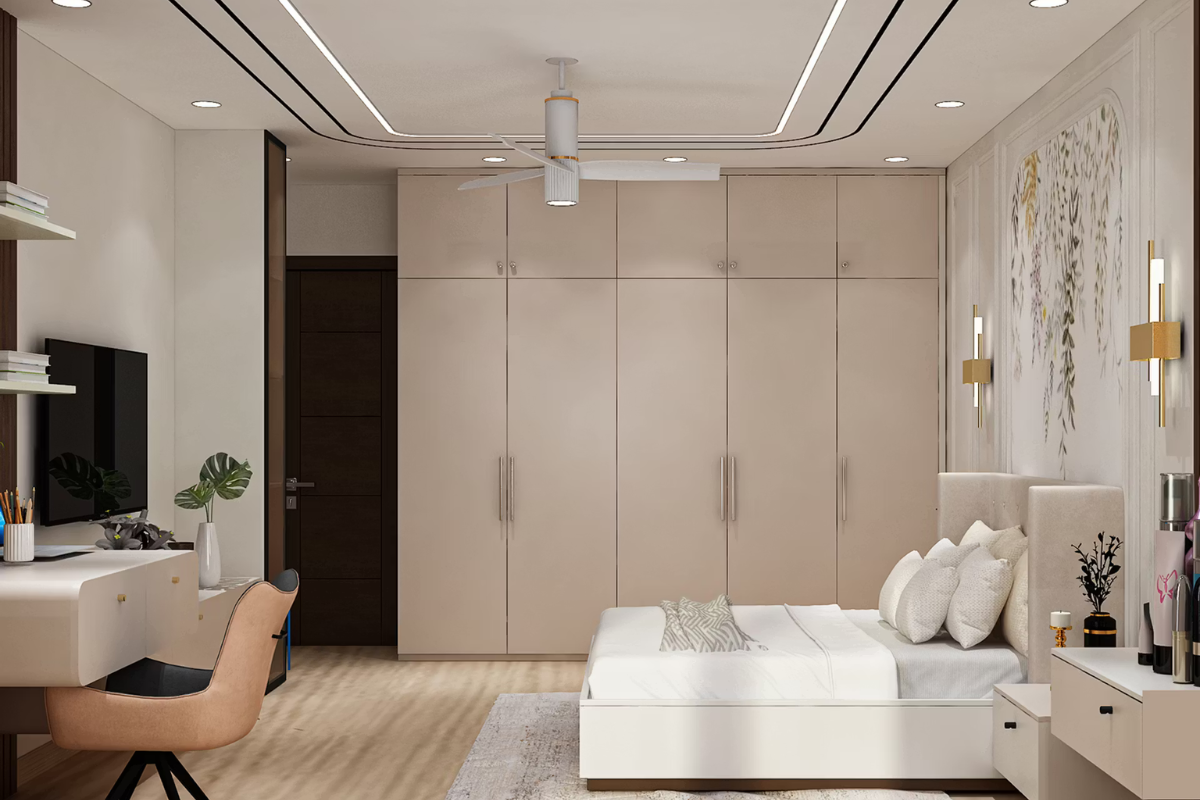 Swing Wardrobe Design with Beige Panels