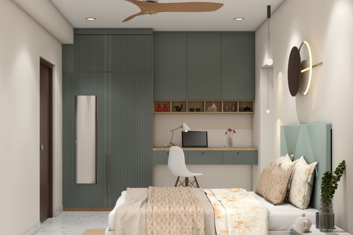Swing Wardrobe Design with Sage Green Mirror