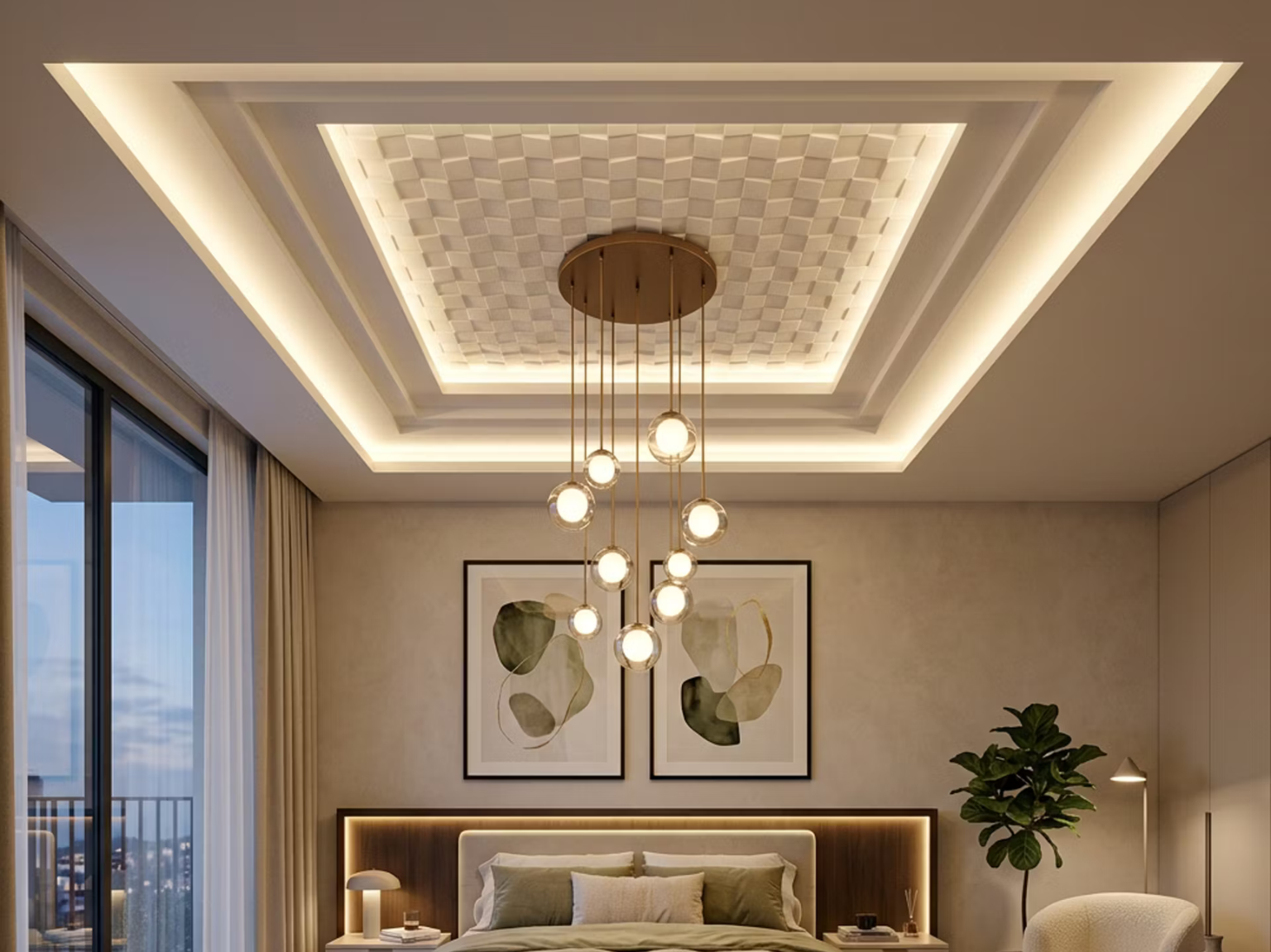 Gypsum Single Layer Modern False Ceiling Design