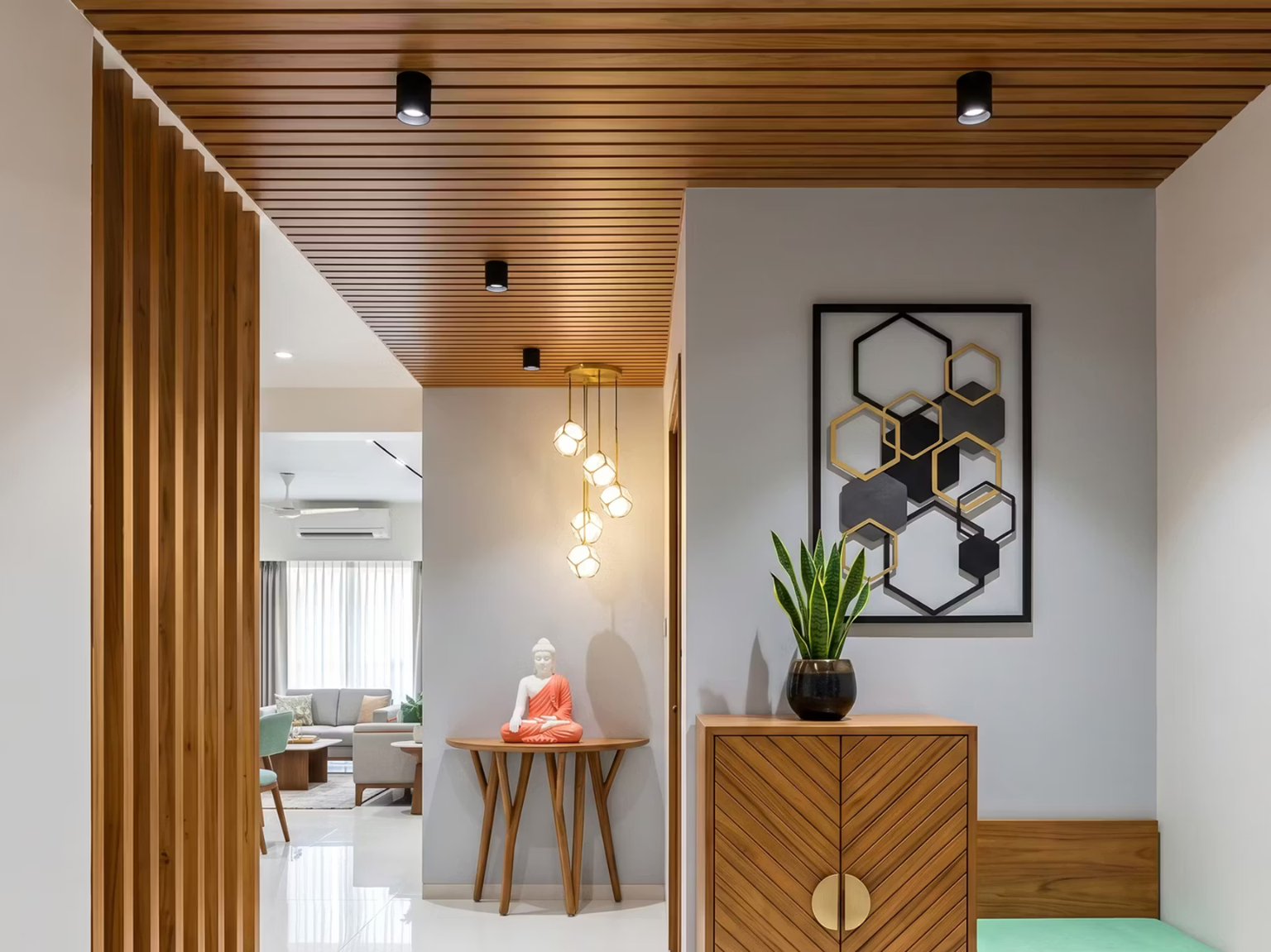 Wooden Single Layer Contemporary False Ceiling Design
